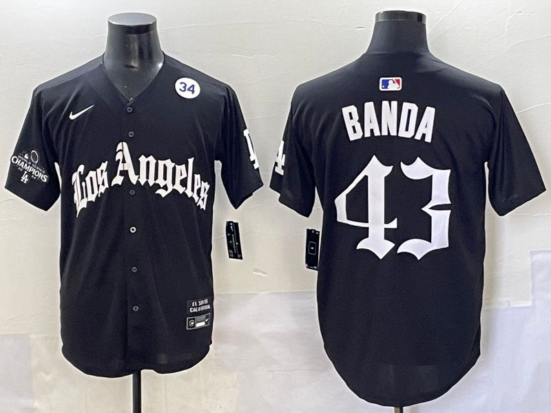 Men 2025 Los Angeles Dodgers #43 Banda Black Five generations Joint Name Nike MLB Jersey style 12
